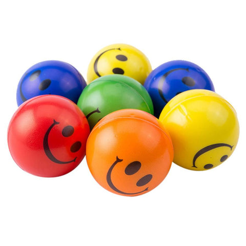 12 pcs Toy ball Happy Smile Face Anti Stress Relief Sponge Foam Ball Hand Wrist Squeeze Exercise toys for children kids